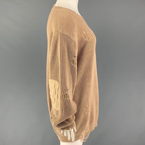 SER.O.YA Size L Beige Cotton Distressed Sweater - Picture 2 of 6